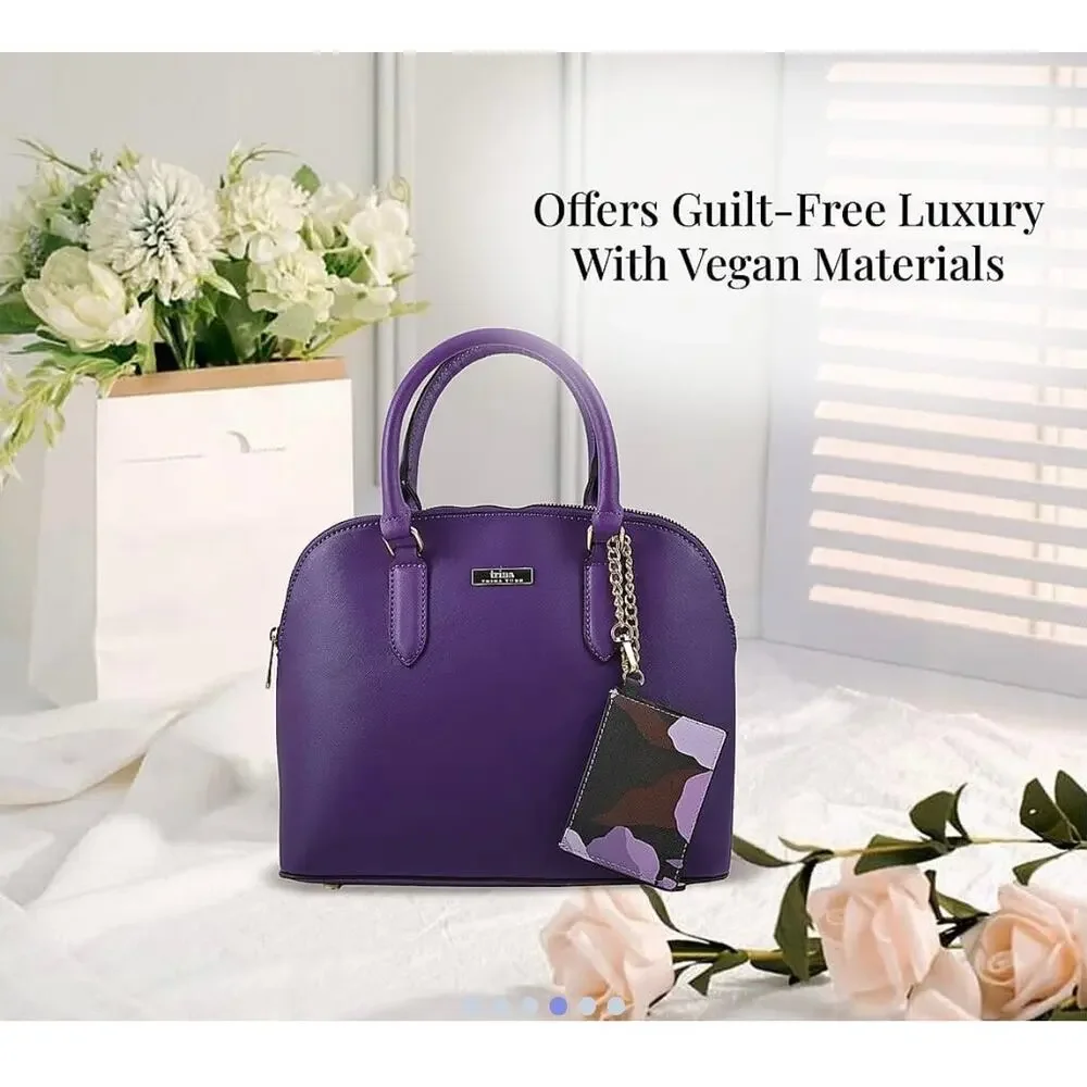 Trina Turk Purple Faux Leather Dome Crossbody Bag 11 x 5 x 9